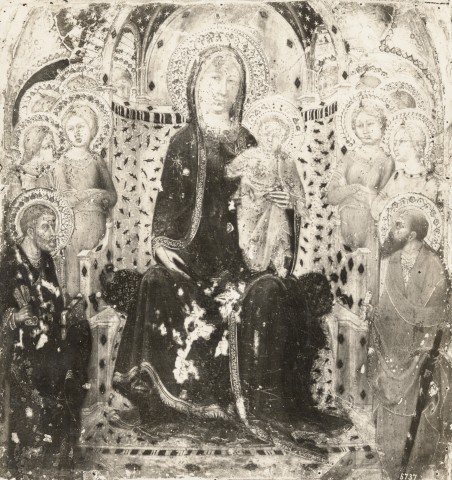 Frick Art Reference Library — Maestro di Le Mans - sec. XIV - Madonna con Bambino in trono tra san Pietro, san Paolo e angeli — insieme